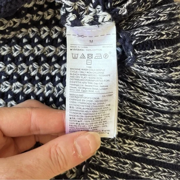 Gap Cardigan Sweater Medium Cardigan Long Navy Cottagecore Coastal Grandma - Picture 13 of 14